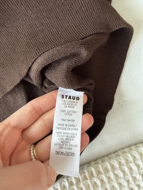 Staud Large Sail Top Earth Multi Stripe Cotton Knit Rugby Polo - Picture 9 of 9